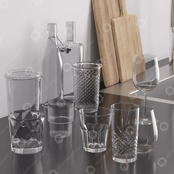 Tableware Jysk Glass Set 3D model #1003