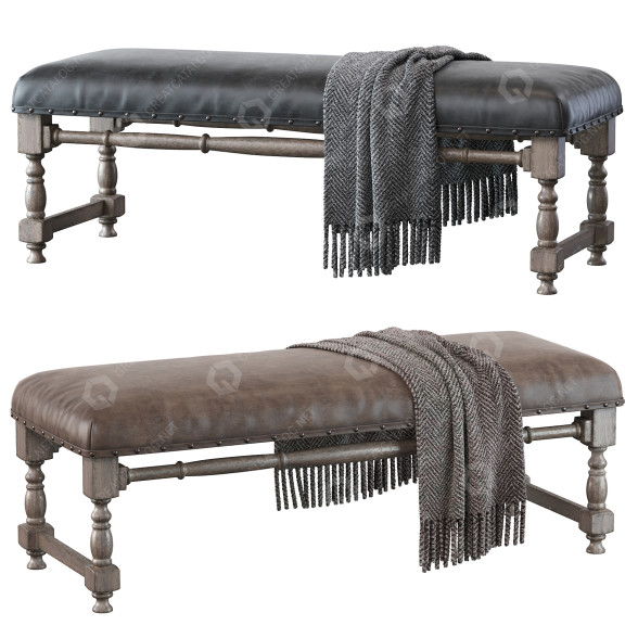 Ławka Light Gray Upholstered Accent model 3D