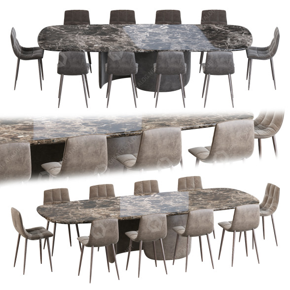 Mesa y sillas Bonaldo Mellow Modelo 3D