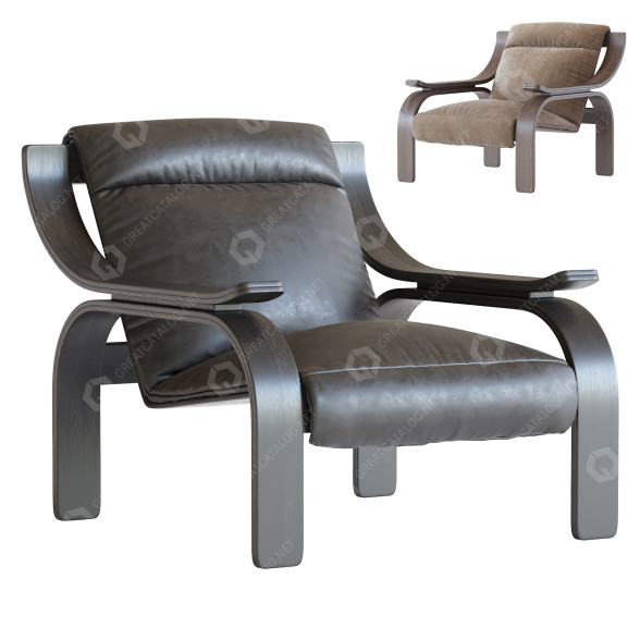 Крісло Cassina Leather Woodline 3D модель