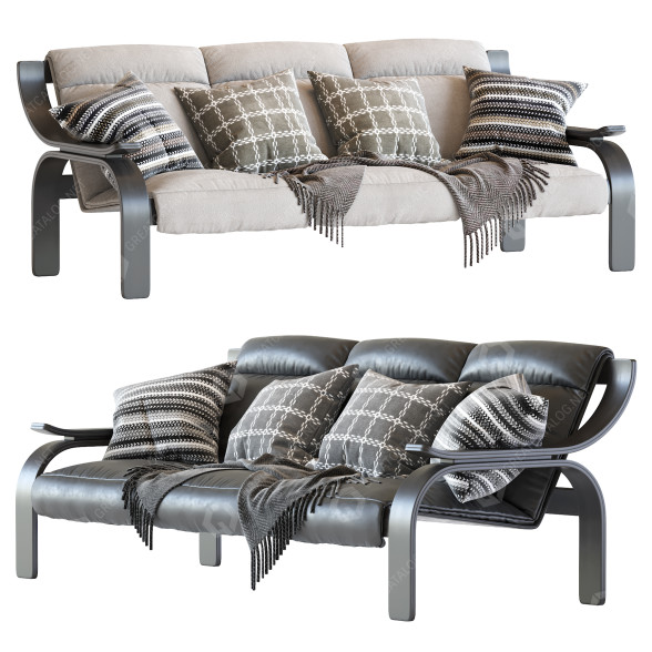 Диван Cassina Leather Woodline 3D модель