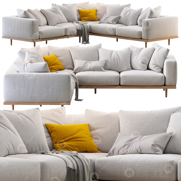 Canapé West Elm Newport 3-Piece L-Shaped Sectional modèle 3D