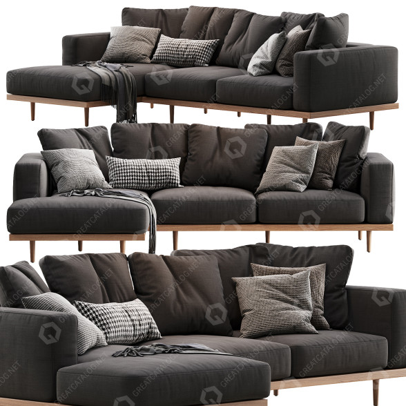 Sofá West Elm Newport 2-Piece Chaise Sectional Modelo 3D