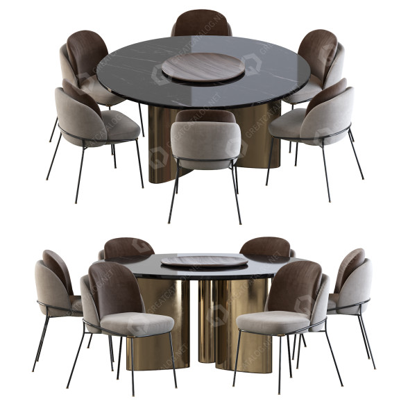 Mesa y sillas Casamilano Baron Sea Foam and Round Modelo 3D