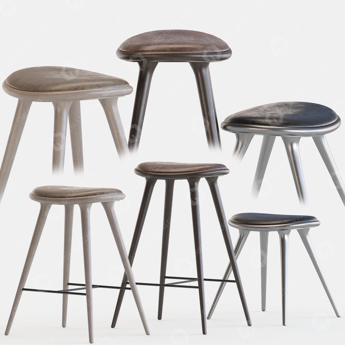Space Copenhagen Mater Stool High Stool Dark Stained Beech 74 Cm