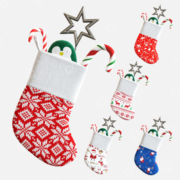 Décoration Merwin Festive Burlap Stocking modèle 3D
