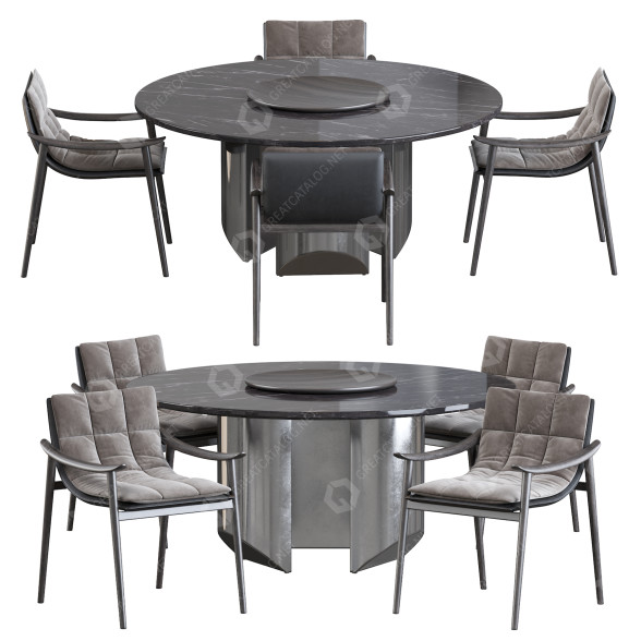 Стіл та стільці Minotti Fynn and Wedge 3D модель