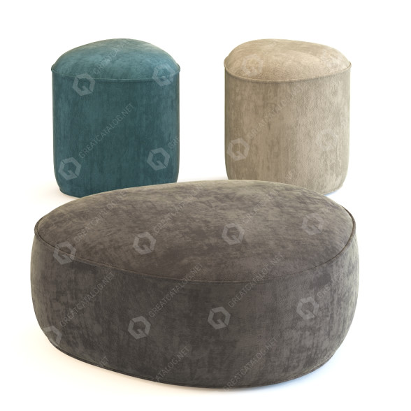Ottoman and Pouf West Elm Pebble 3D model