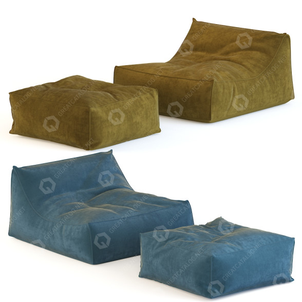 Fotel i pufa worek Paola Lenti Float model 3D