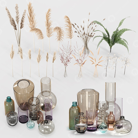 Вазы и растения Decorative Set 3 3D модель