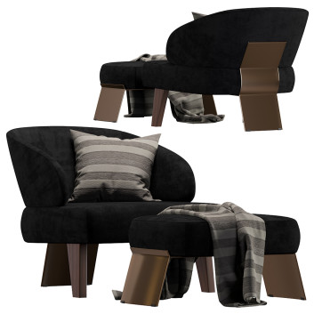 Fotel i pufa  Minotti Reeves Large Model 3D