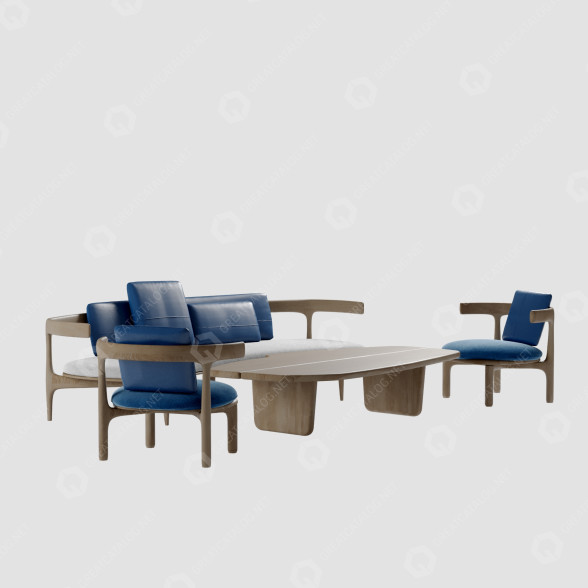 Sofa, Sessel und Couchtisch Baxter Himba 3D-Modell