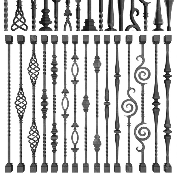 Tralki Wrought Iron Bundle No 1 Railing model 3D