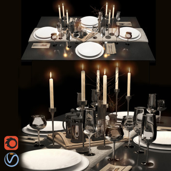 Сервірований стіл Tableseting Kitchen 01 3D модель