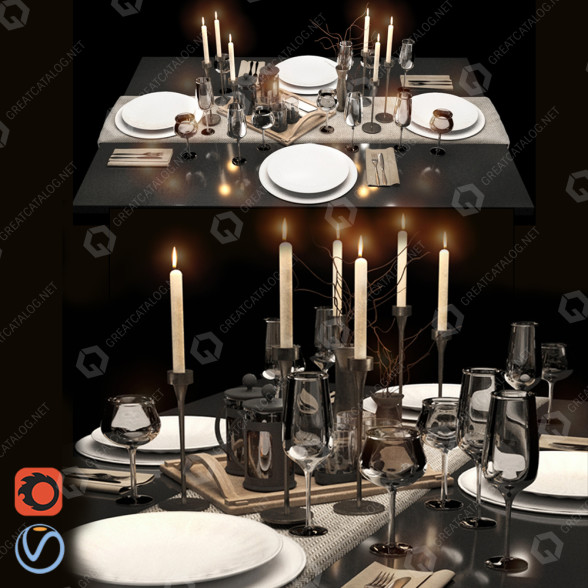 Сервірований стіл Tableseting Kitchen 01 3D модель