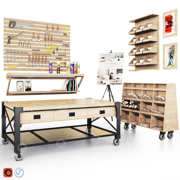 Espacio de trabajo y decoración Worktools Workshop Modelo 3D