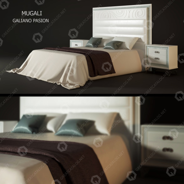 Bett und Nachttischchen Mugali Galiano Selection 3D-Modell