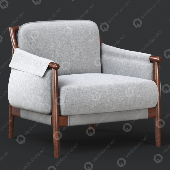Крісло Poltrona Frau Times Lounge Fabric 3D модель