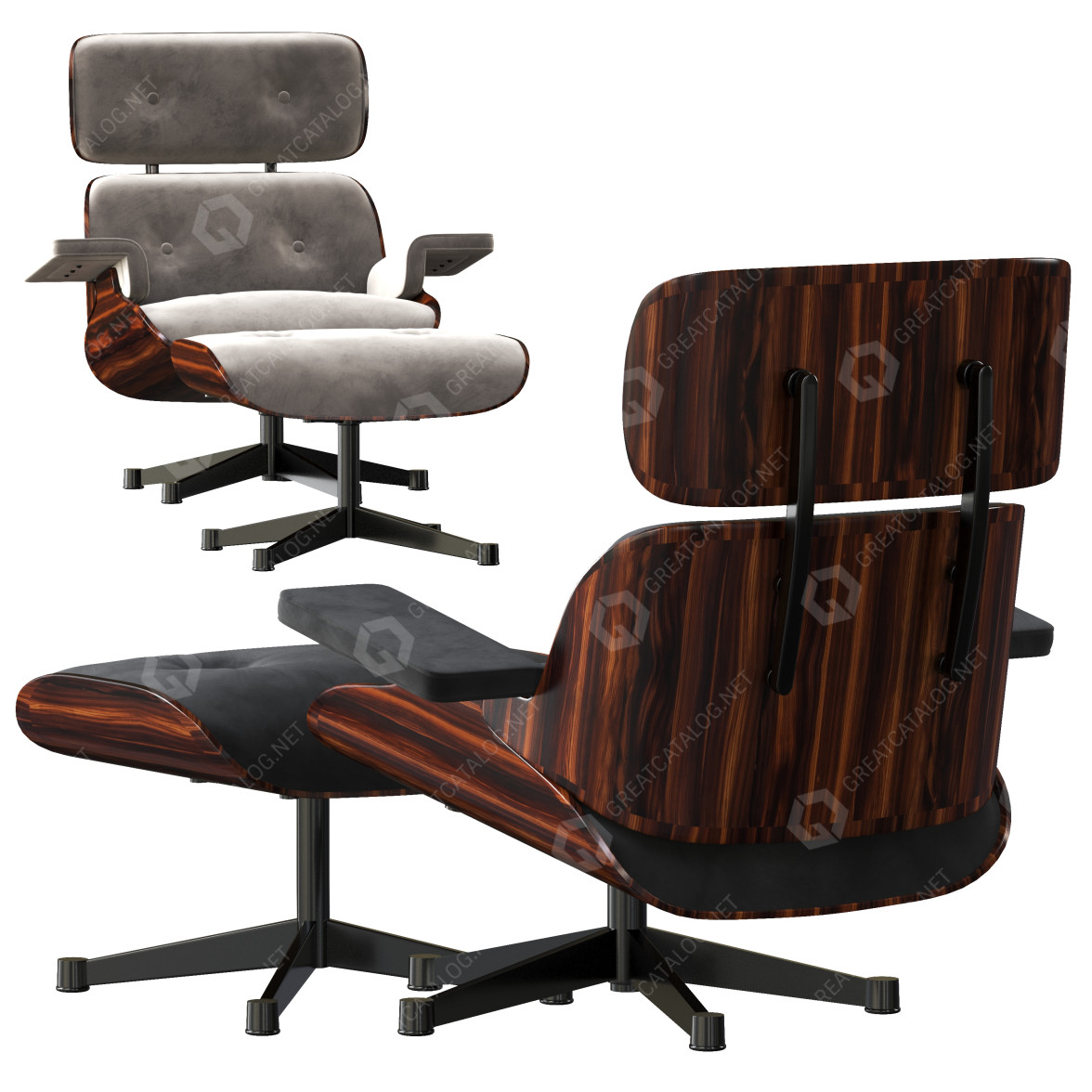 Armchair and Ottoman Herman Miller Eames Lounge 3D model