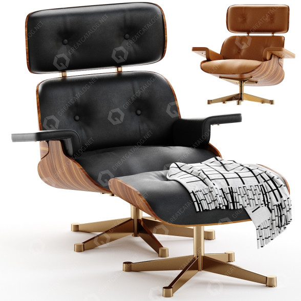 Sillón y otomana Herman Miller Eames Modelo 3D