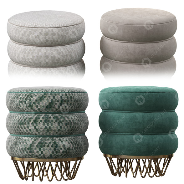 Puf Velvet Layered Unique Gold Base Modelo 3D