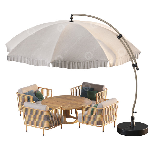 Парасолька, стіл та крісла Parasol Easy Sun Sun Garden Cantilever Classic with Flaps 3D модель