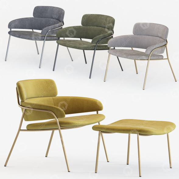 Armchair and Stool Arrmet Strike 3D model