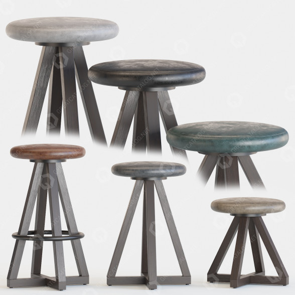 Taburete y taburetes de bar Artless X Stools by Alejandro Artigas Modelo 3D