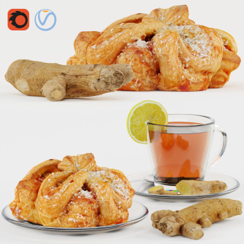 Солодощі  Tea with Ginger and Puff 3D модель