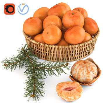 Фрукти та декор  Tangerines 3D модель