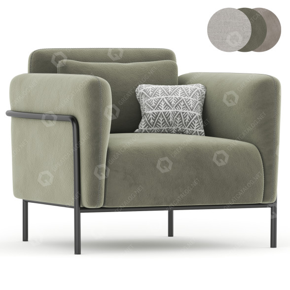 Sessel Alistair Fauteuil in Fluweel 3D-Modell
