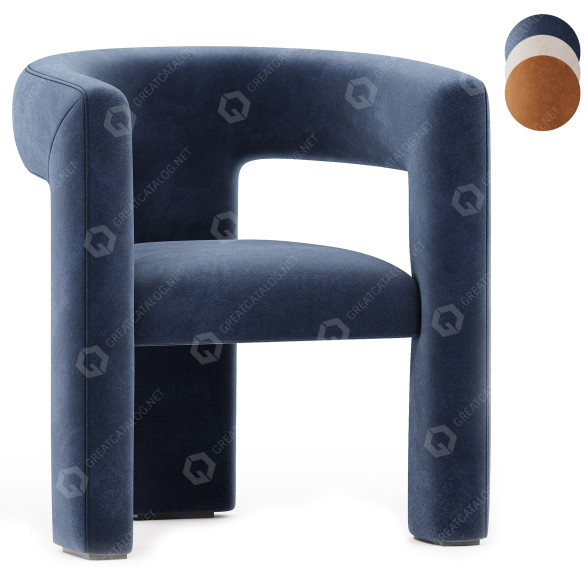 Stuhl Tress Azure Blue Velvet 3D-Modell