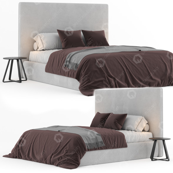 Bett und Nachttischchen Meridiani Stone Plus 3D-Modell