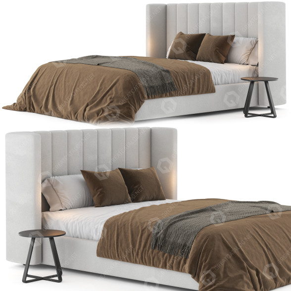 Bett und Nachttischchen West Elm Shelter 3D-Modell