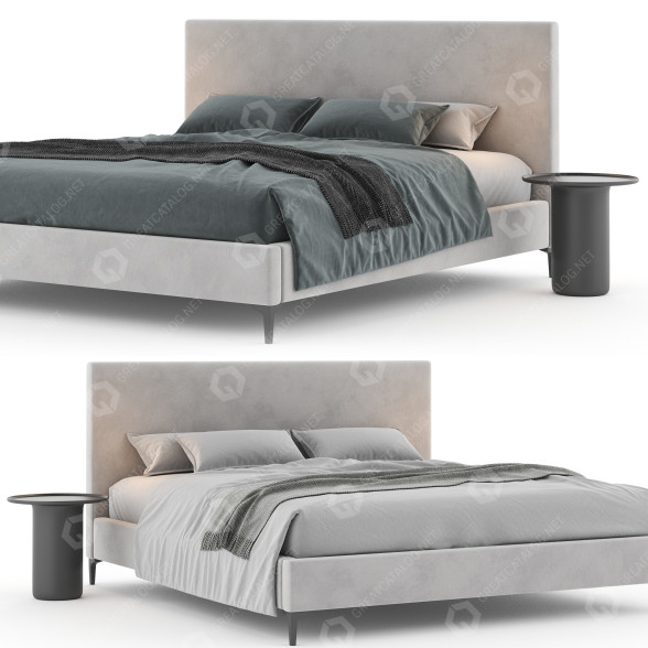 Bed and Bedside Tables West Elm Emmett 3D model