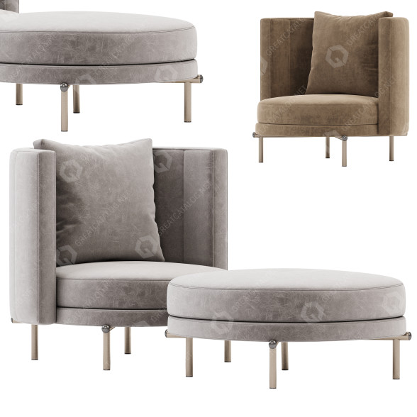 Armchair and Ottoman Minotti Torii 3D model