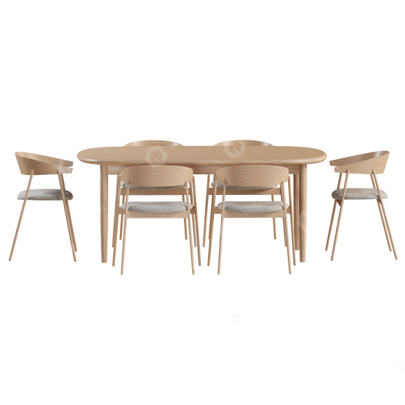 Стіл та стільці Danish Design Store Dining Set 3D модель