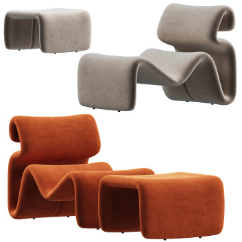 Fotel i pufa  Etcetera Lounge Model 3D
