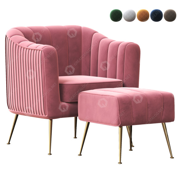 Крісло та пуф Velvet Accent 3D модель