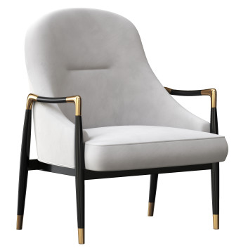 Крісло  Modern Brass Accented Walnut Lounge 3D модель