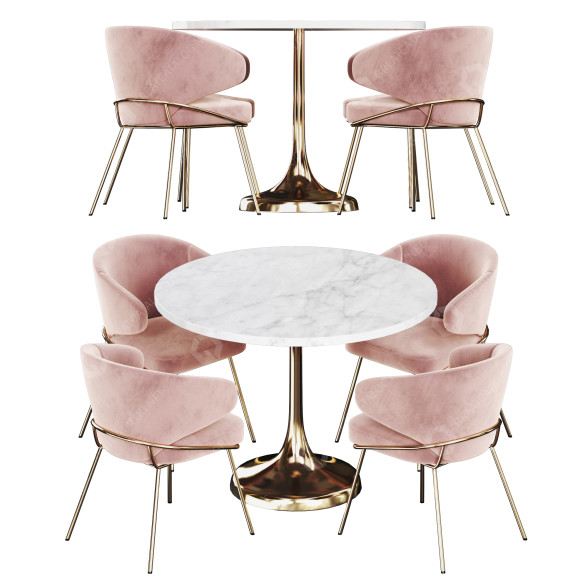Tisch und Stühle Eichholtz Dining Kinley 3D-Modell