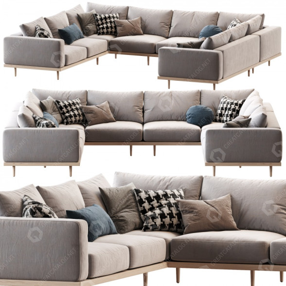 Диван West Elm Newport 5-Piece 3D модель