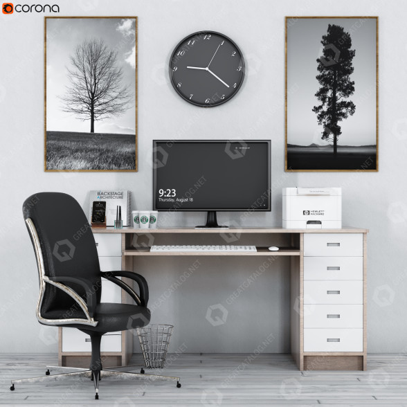 Arbeitsbereich und Dekoration Work 3D-Modell