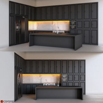 Küche Black Matte 3D-Modell