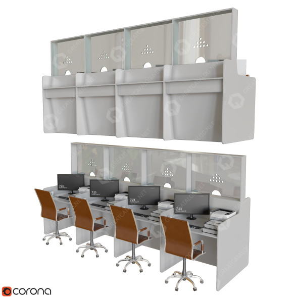 Espacio de trabajo Bank Counter 02 Modelo 3D