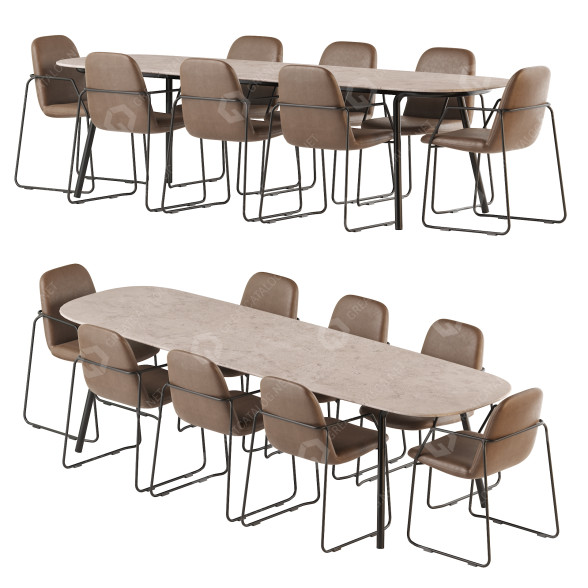 Tisch und Stühle Manutti Minus and Loop 3D-Modell