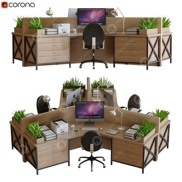 Przestrzeń robocza Furniture 03 model 3D