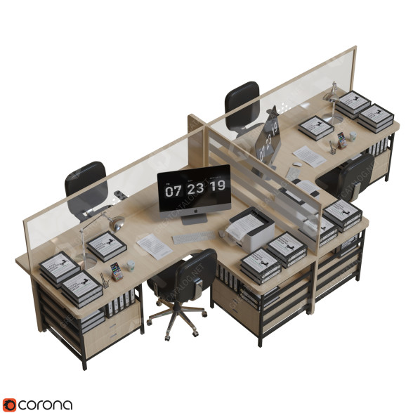 Espacio de trabajo Bank Counter 03 Modelo 3D