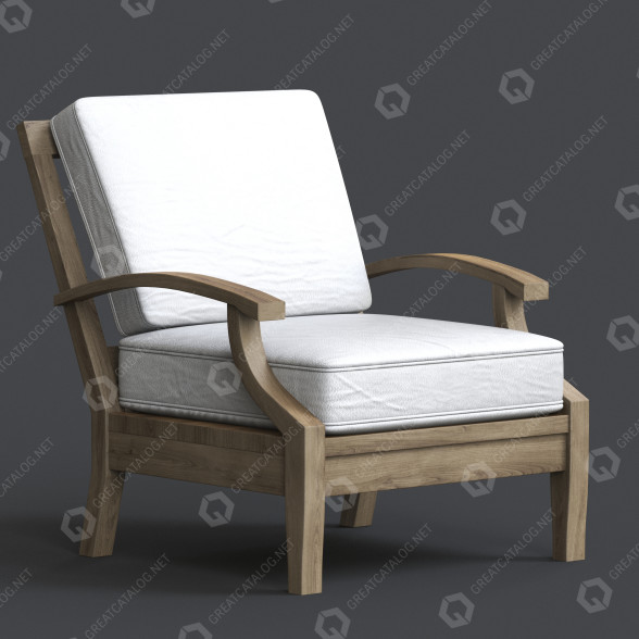Fauteuil Restoration Hardware Santa Monica Teak Classic Lounge modèle 3D