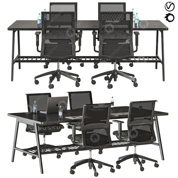 Espacio de trabajo Very Black Wood Modelo 3D